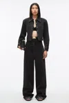 3.1 Phillip Lim Denim Cropped Shirt With Shoulder Pads In Washed Blk