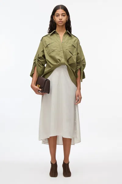 3.1 Phillip Lim Draped Shirt Combo Slip Dress In Olive