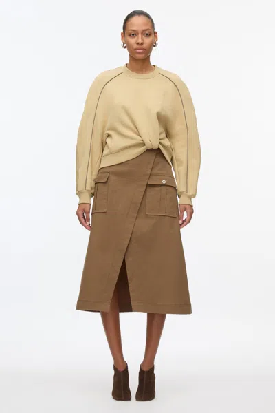 3.1 Phillip Lim Draped Sweatshirt Utility Dress In Khaki-oak