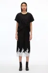 3.1 Phillip Lim Draped T-shirt Slip Combo Dress In Black-white Multi