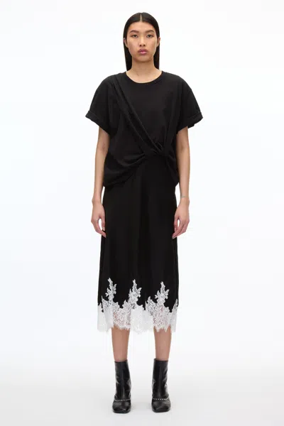 3.1 Phillip Lim Draped T-shirt Slip Combo Dress In Black-white Multi