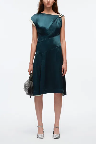 3.1 Phillip Lim Draped Twist Dress With Combo In Deep Ocean-citrus