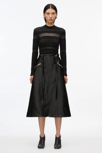 3.1 Phillip Lim Faux Leather Moto Wrap Skirt In Black