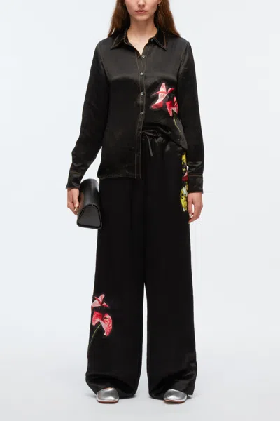3.1 Phillip Lim Floral Bouquet Appliqué Shirt In Blk Multi