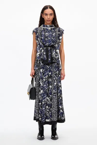 3.1 Phillip Lim Floral Impressions Pleated Blouse In Midnight Multi