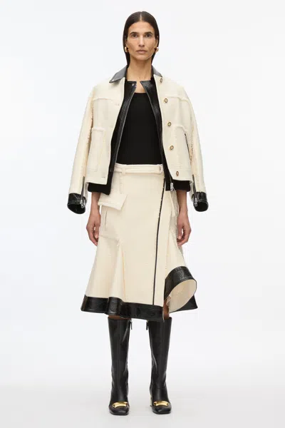 3.1 Phillip Lim Flounce Hem Tweed Skirt In Ivory-blk