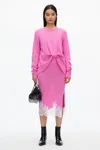 3.1 Phillip Lim French Tuck Knit Dress With Lace Trim In Hot Pink