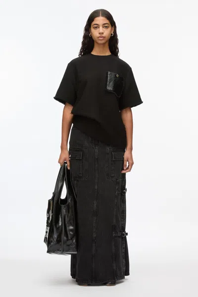 3.1 Phillip Lim Fringe Tweed Tee In Ivory-blk