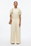 3.1 Phillip Lim Gathered Sleeve Band Collar Top In Gardenia