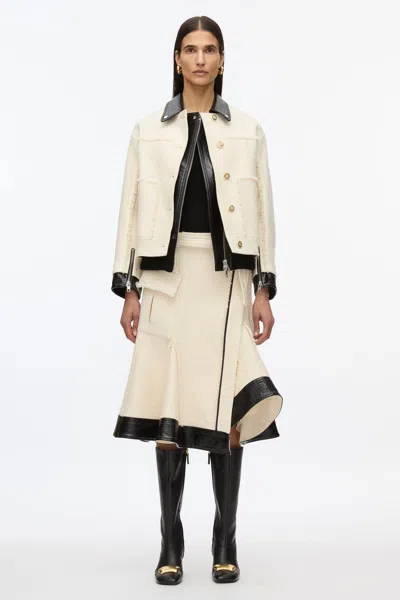 3.1 Phillip Lim Hybrid Tweed Moto Jacket In Ivory-blk