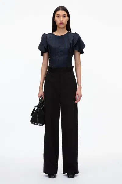 3.1 Phillip Lim Jacquard Petal Sleeve Blouse In Midnight Multi