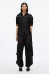 Shop 3.1 Phillip Lim Lantern Sleeve Combo Shirt In Black-midnight