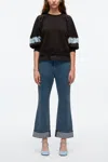 3.1 Phillip Lim Lantern Sleeve Cotton Sweatshirt In Blk Multi
