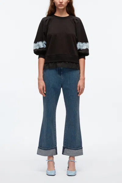 3.1 Phillip Lim Lantern Sleeve Cotton Sweatshirt In Blk Multi