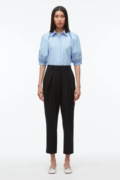 3.1 Phillip Lim Lantern Sleeve Shirt With Lattice Trim In Midnight