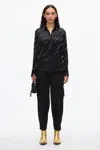 3.1 Phillip Lim Liquid Satin Pj Shirt With Rainfall Embroidery In Black