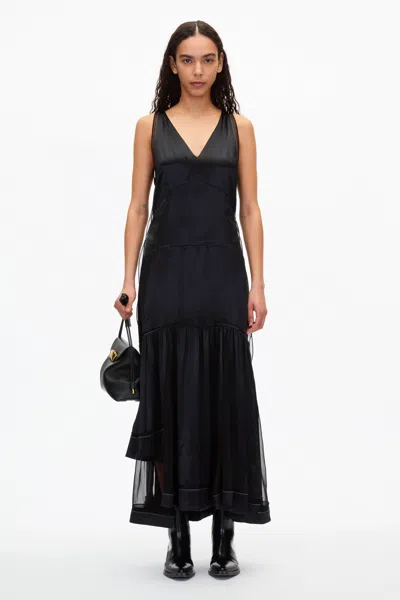 3.1 Phillip Lim Liquid Satin Tiered Gown In Black