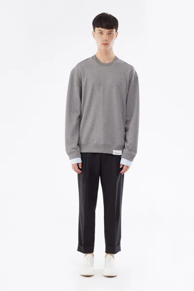 3.1 Phillip Lim Long Sleeve Classic Crewneck Sweatshirt In Gry Melange