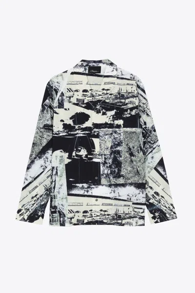 3.1 Phillip Lim Long Sleeve Postcard Printed Shirt In Blk Multi