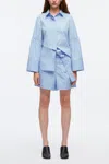 3.1 Phillip Lim Long Sleeve Shirt With Asymmetric Button Panel In Oxford Blue