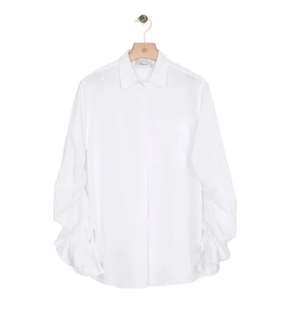 3.1 Phillip Lim Long Sleeve Shirt With Gathered Sleeve In Optic White
