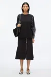 3.1 Phillip Lim Long Sleeve Tee With Stripe Shirting Sleeves In Black-midnight