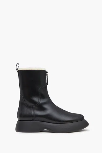 3.1 Phillip Lim Mercer Zip Shearling Combat Boot In Black