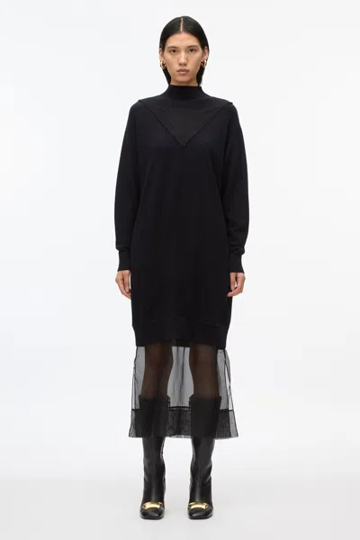 3.1 Phillip Lim Mockneck Knit Dress With Lace Inlay In Midnight