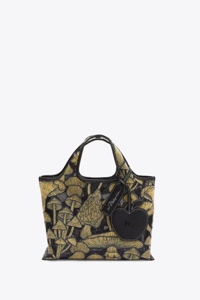 3.1 Phillip Lim Mushroom Embroidery Mini Market Tote In Blk Multi