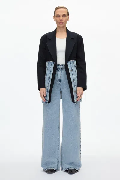 3.1 Phillip Lim Oversized Hybrid Denim Blazer In Malibu Blue