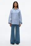3.1 Phillip Lim Oversized Stripe Shirt With Cascade Sleeves In Blue Multi