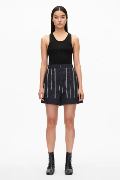 3.1 PHILLIP LIM POPLIN SHORTS WITH WAVE EMBROIDERY