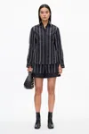3.1 Phillip Lim Relax Fit Poplin Shirt With Wave Embroidery In Midnight