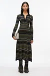 Shop 3.1 Phillip Lim Reversible Stripe Knit Polo Dress In Black Multi