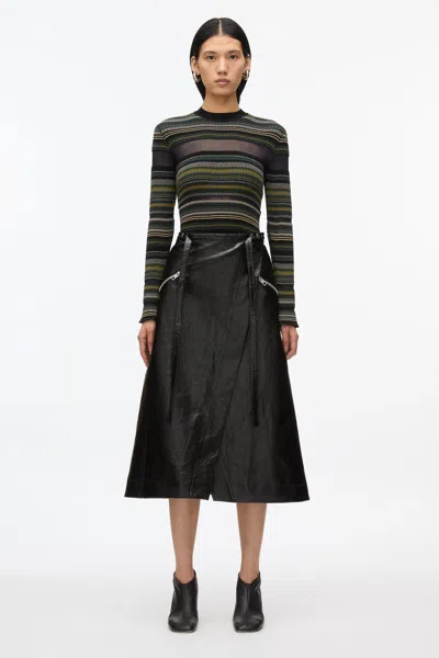 3.1 Phillip Lim Reversible Stripe Knit Top In Black Multi