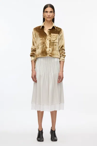 3.1 Phillip Lim Satin Slip Skirt With Crystal Inlay Embellishment In Emerald