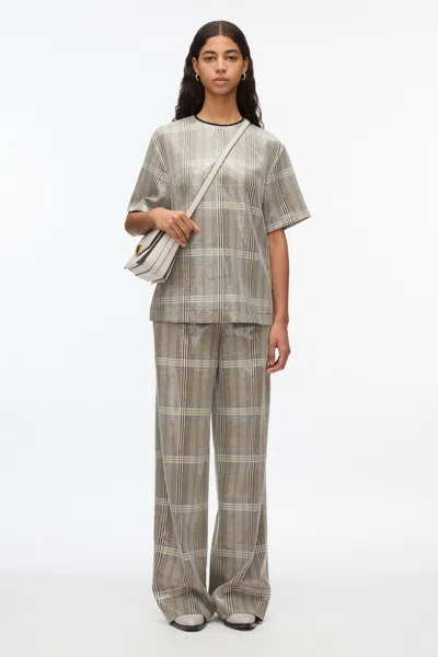 3.1 Phillip Lim Sequin Plaid Tee In Brown Multi