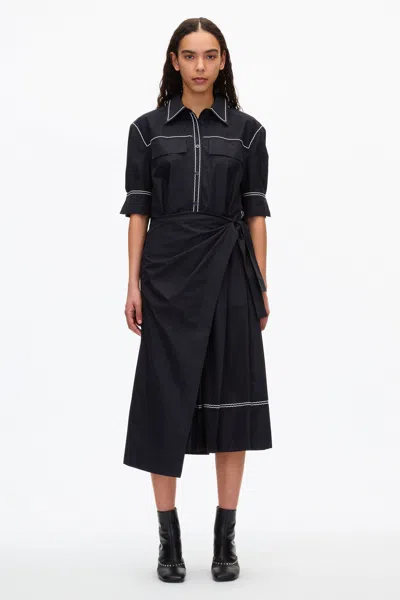 3.1 Phillip Lim Shirt Dress With Wave Embroidery In Midnight