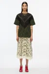 3.1 Phillip Lim Snake Tee With Lace Inlay In Olive-blk