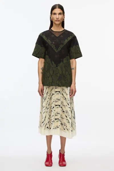 3.1 Phillip Lim Snake Tee With Lace Inlay In Umber-blk