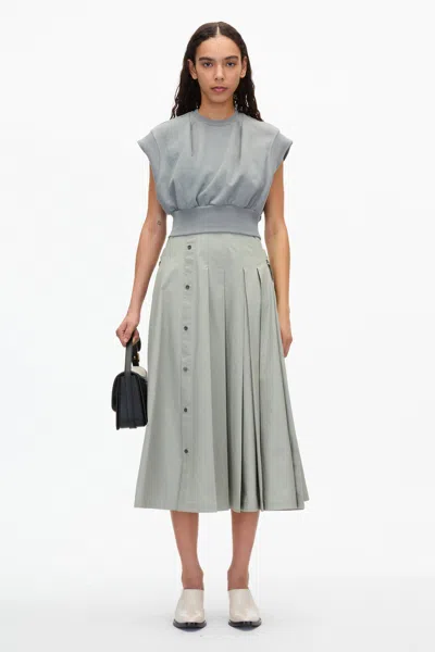 3.1 Phillip Lim Sweatshirt Combo Dress With Pleated Skirt In Dk Chocolate