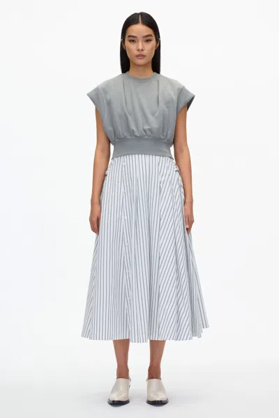 3.1 Phillip Lim Sweatshirt Combo Dress With Pleated Skirt In Sage-off White
