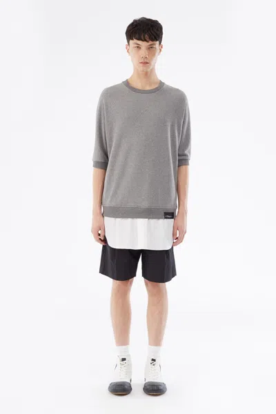 3.1 Phillip Lim Sweatshirt With Poplin Shirt Tail In Melange Grey