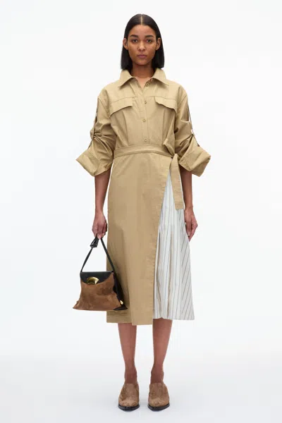 3.1 PHILLIP LIM UTILITY SHIRT DRESS WITH PLEATED WRAP SKIRT