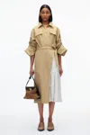 3.1 Phillip Lim Utility Shirt Dress With Pleated Wrap Skirt In Khaki