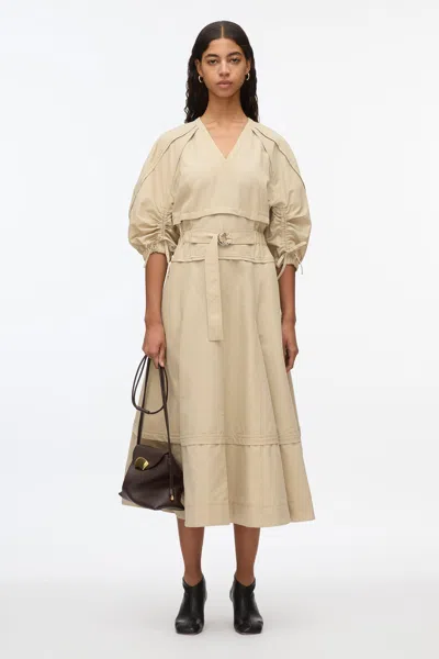 3.1 Phillip Lim V-neck Dress With Gathered Sleeves In Sand