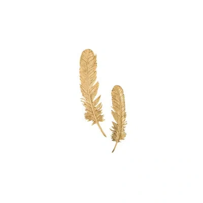 Phillips Collection 2 Piece Feathers Leaf Resin Wall Décor Set In Gold