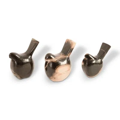 Phillips Collection 3 Piece Set Petrified Birds Figurine In Assorted,off White,black