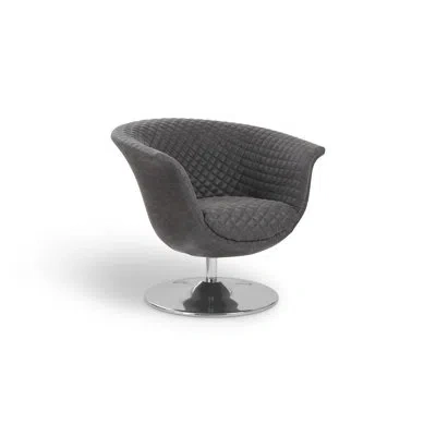 Phillips Collection 34" W Swivel Barrel Chair In Vintage Dark Gray Polyester Blend