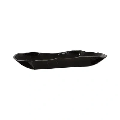 Phillips Collection Aragonite Canoe Bowl, Black